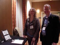 Bookseller Laura Delaney and ABFFE's Chris Finan at ABFFE's Silent Auction